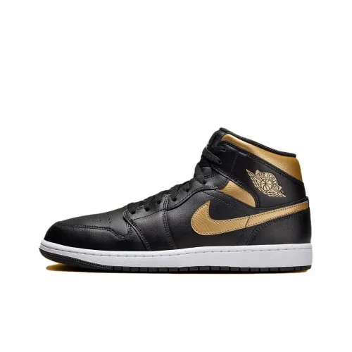 Jordan 1 Mid Black Metallic Gold