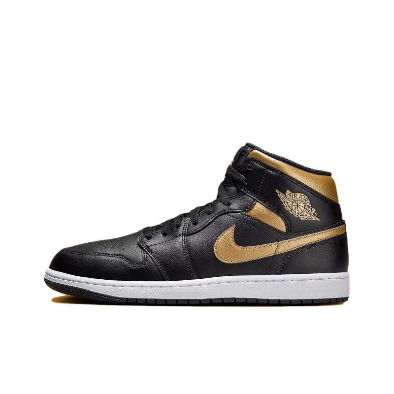 Jordan 1 Mid Black Metallic Gold-0
