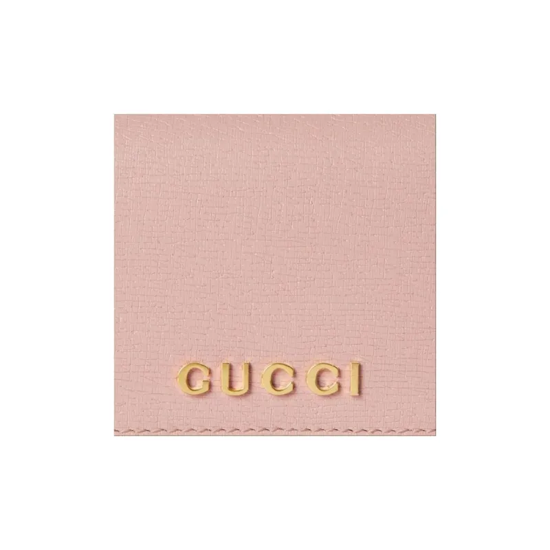 GUCCI Leather Wallet, Card Holder Women's Light Pink-5