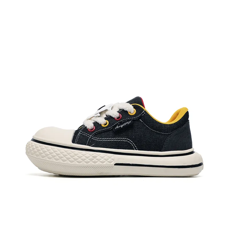 Angelmi Wear Resistant Slip Resistant Low Top Canvas Shoes Unisex Black-0