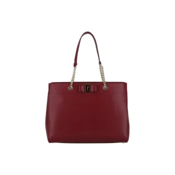 Ferragamo Vara Bow Smooth Leather Tote Carmine