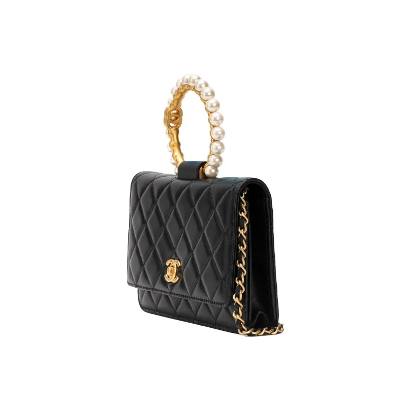 CHANEL Sheepskin Wallet, Handbag, Shoulder Bag, Crossbody Bag Women's Black-1