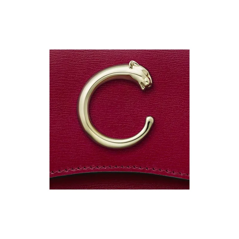 CARTIER PANTHÈRE Calfskin Card Holder Women's Cherry Red-4