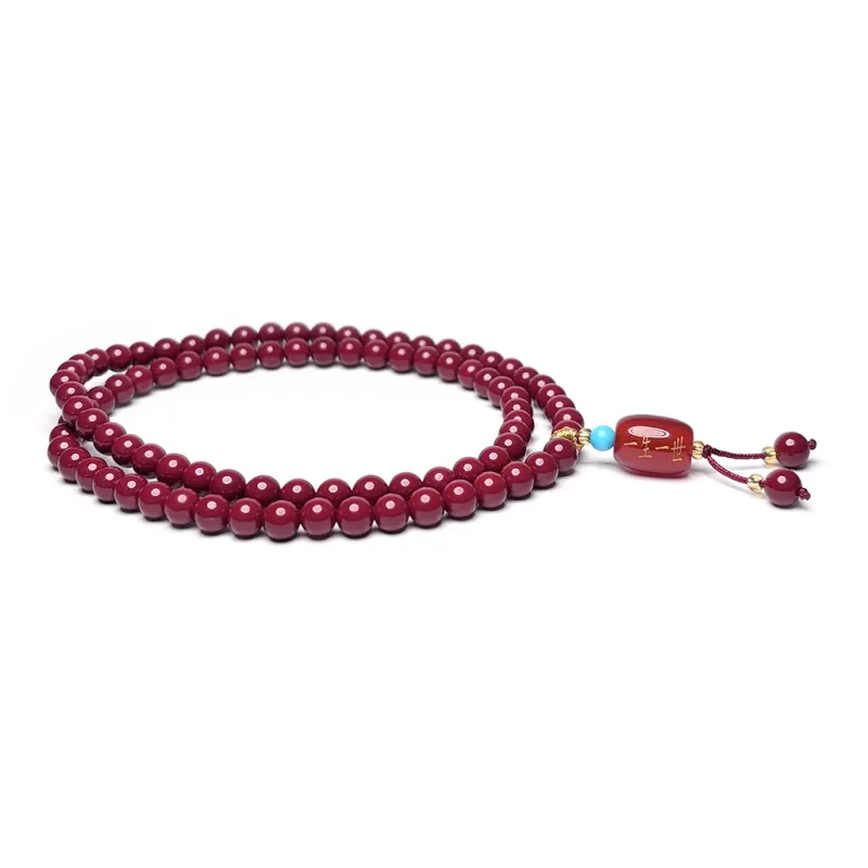MOUNTAINS AND MANS Reconstructed Cinnabar Eternal Love Beaded Bracelet Unisex-4