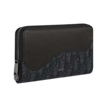 DIOR Saddle Grained Calfskin Wallet Regular Men's Black