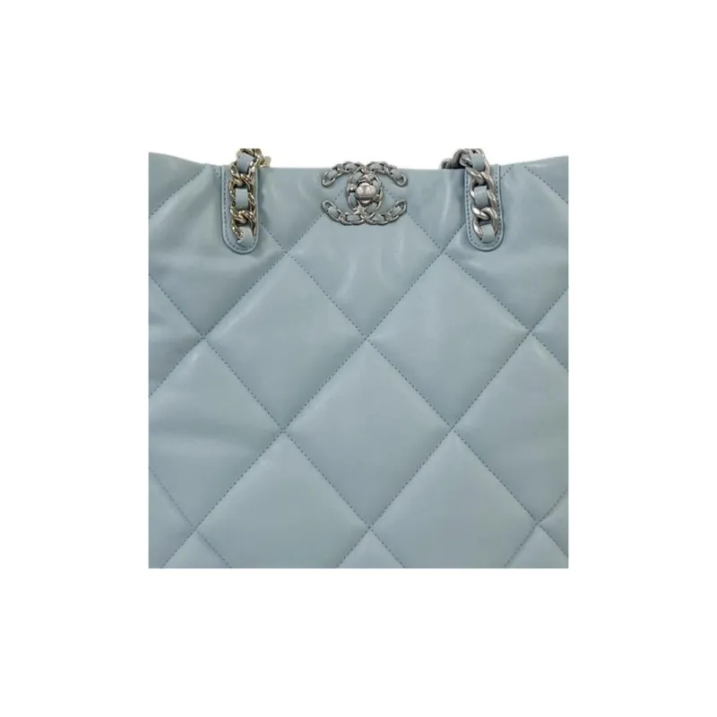 CHANEL Lambskin Tote Bag, Shopping Bag, Shoulder Bag Women's Blue-1