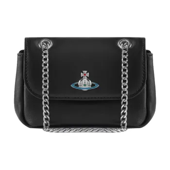 Vivienne Westwood Soft Leather Shoulder Bag, Crossbody Bag, Wallet Small Size Women's Black