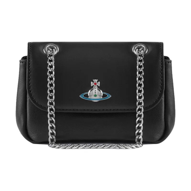 Vivienne Westwood Soft Leather Shoulder Bag, Crossbody Bag, Wallet Trumpets Women's Black-0