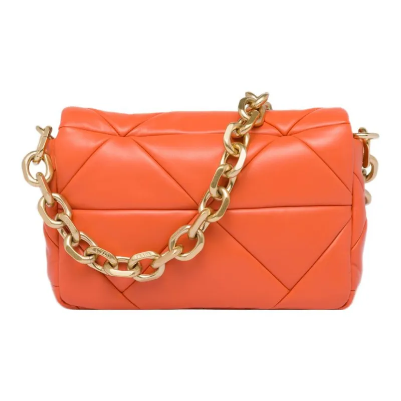 PRADA Soft Sheep Leather Portable Crossbody Bag Shoulder Bag Women's Orange-2