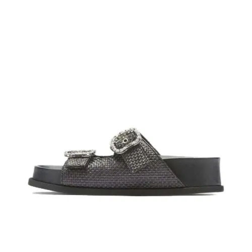 Nº21 Crystal-embellished Buckle Woven Slides