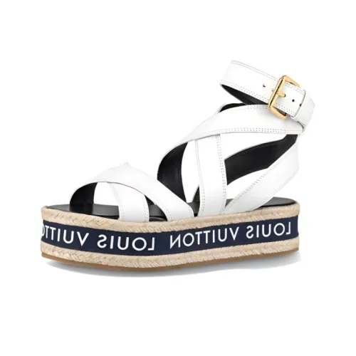 LOUIS VUITTON Boundary Flatform Strap Sandals Women's White
