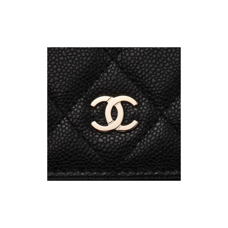 CHANEL Grain Embossed Caviar Calfskin Coin Purse Women's Black-5