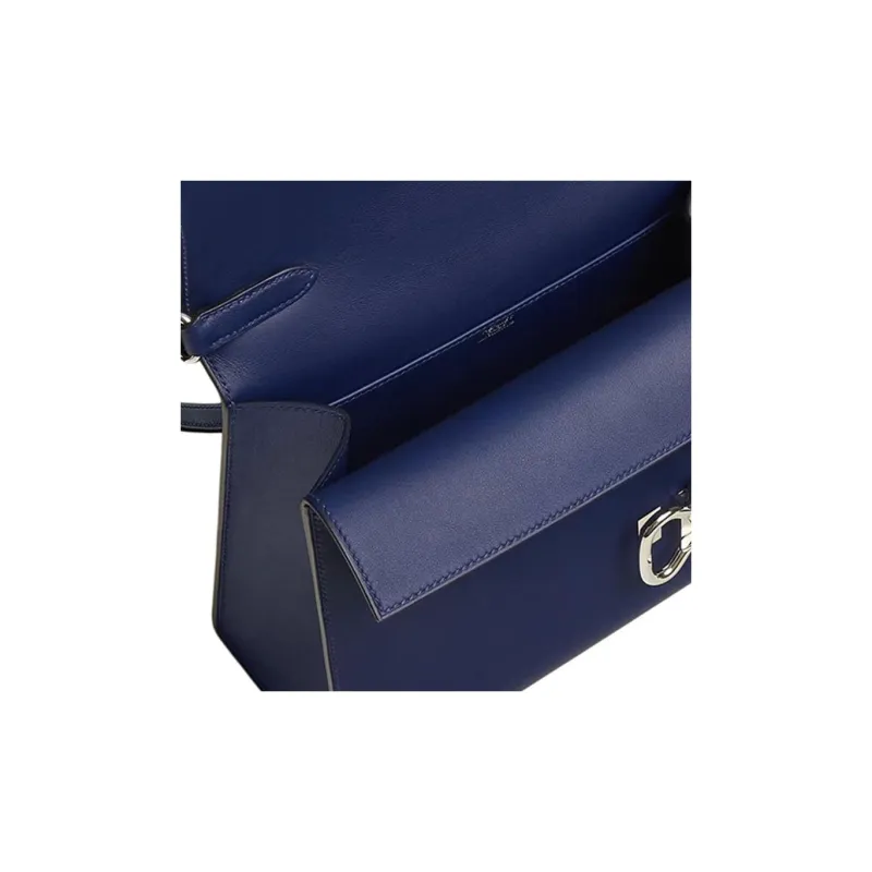 HERMES Boucle Sellier Swift Calfskin Shoulder Bag Crossbody Bag Women's 73 Bleu Saphir Sapphire Blue-3