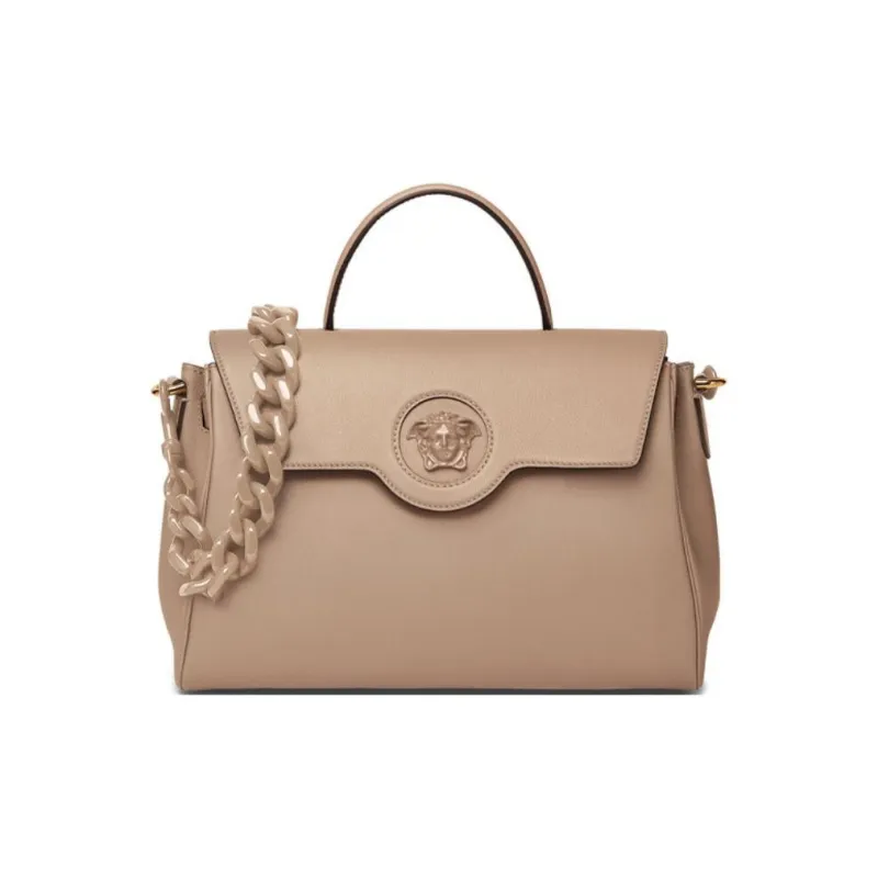 VERSACE VERSACE Leather Handbag Large Size Women's Beige-0
