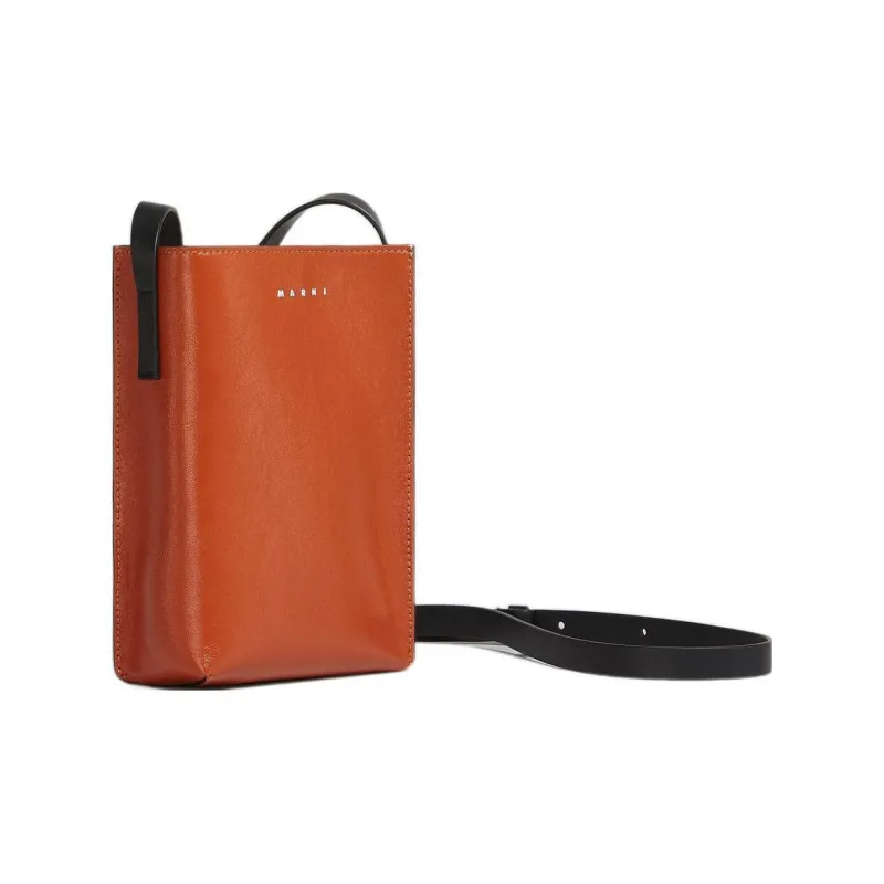 MARNI Museo Soft Calfskin Shoulder Bag, Crossbody Bag Trumpets Men's Sharp Color/Clouds/Black-1