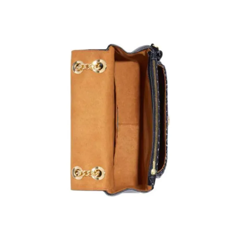 COACH Klare Fabric With Leather Shoulder Bag, Crossbody Bag Trumpets Women's Dark Blue-3