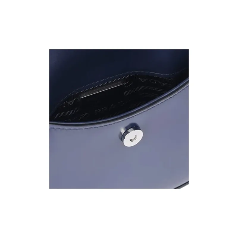 PRADA Cleo Shiny Cow Leather Shoulder Bag, Crossbody Bag Women's Baltic Sea Dark Blue-4