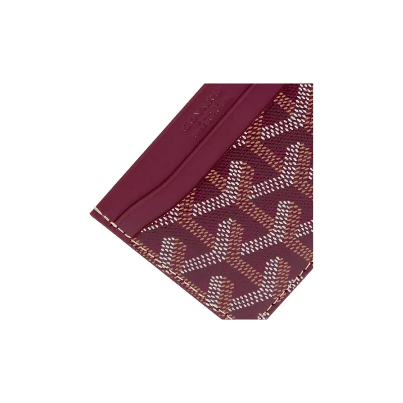 GOYARD Saint-Sulpice Canvas With Calfskin Card Clip Card Holder Unisex Burgundy With Gray And Pink Small Heart-1
