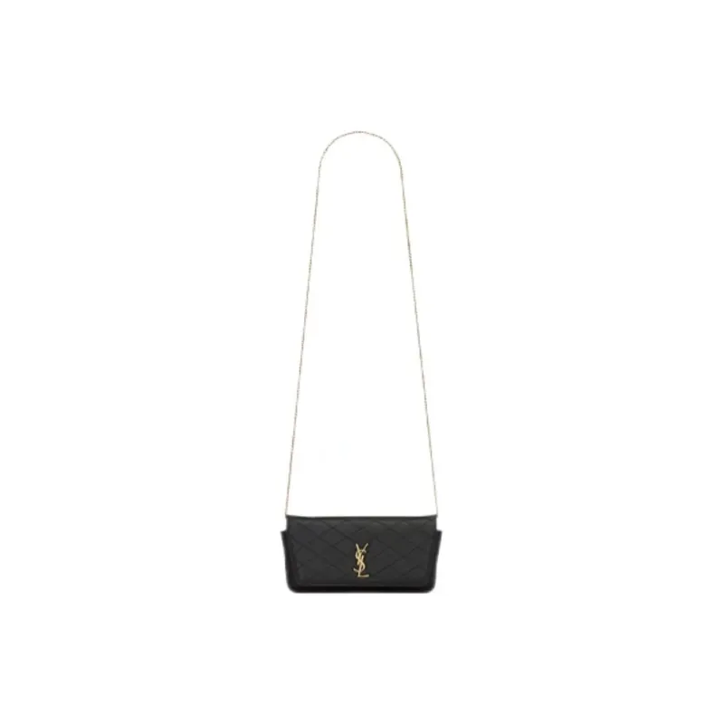 SAINT LAURENT GABY Sheepskin One Shoulder Crossbody Cell Phone Pouch Regular Women's Black-1