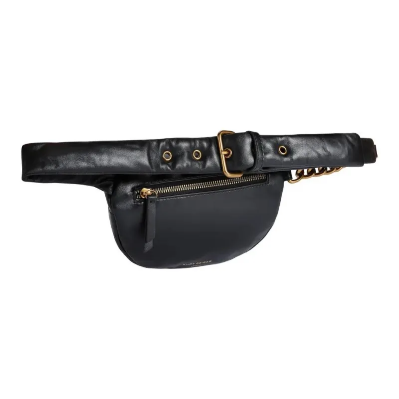 Kurt Geiger London Pebble Texture Calfskin One Shoulder Crossbody Fanny Pack Trumpets Women's Black-2
