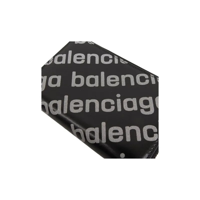 Balenciaga Leather Card Holder, Coin Purse Men's Black-5