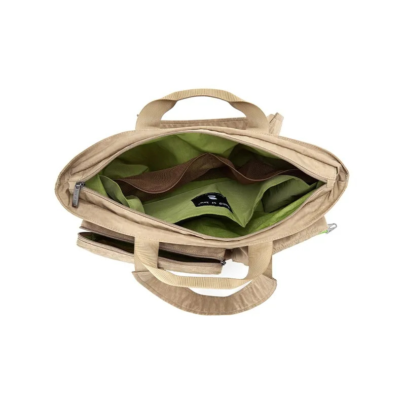 SONG OF JOY Water Repellent Techwear Nylon Unisex One Shoulder Tote Large Size Unisex Step Green/Humorous Black-28