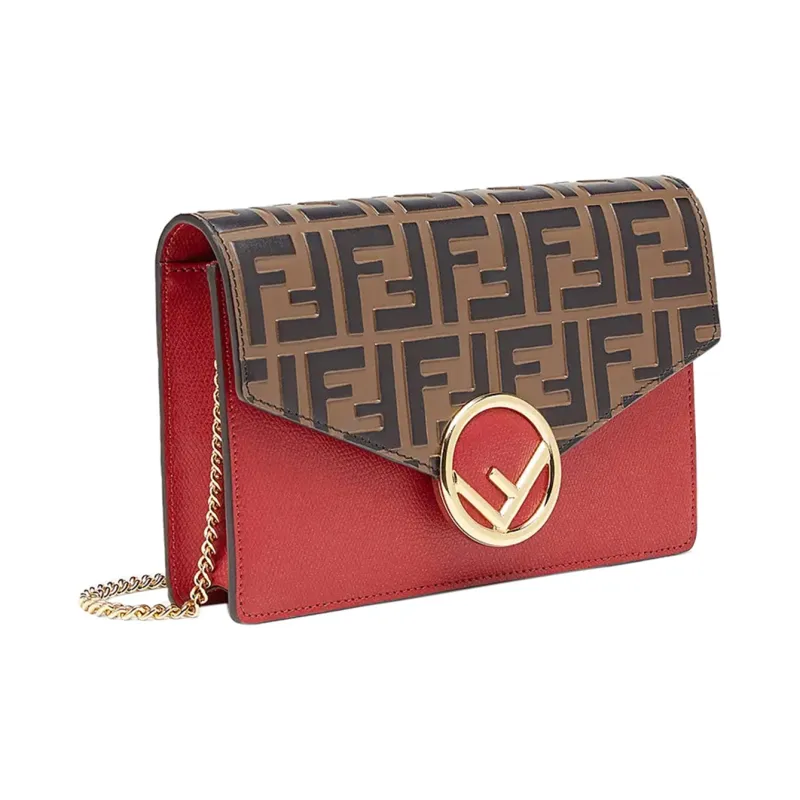 FENDI F Is Fendi Multicolor Calfskin Shoulder Bag Mini Women's Brown/Red-1