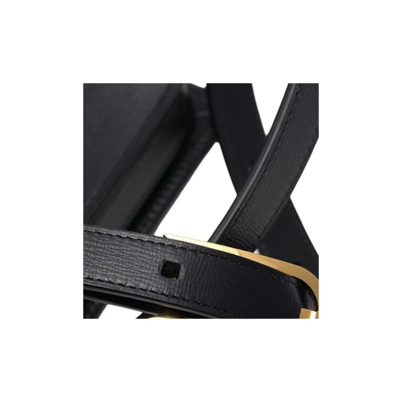 Delvau Opera Calf Grain Calfskin Shoulder Bag, Crossbody Bag Trumpets Women's Black-6