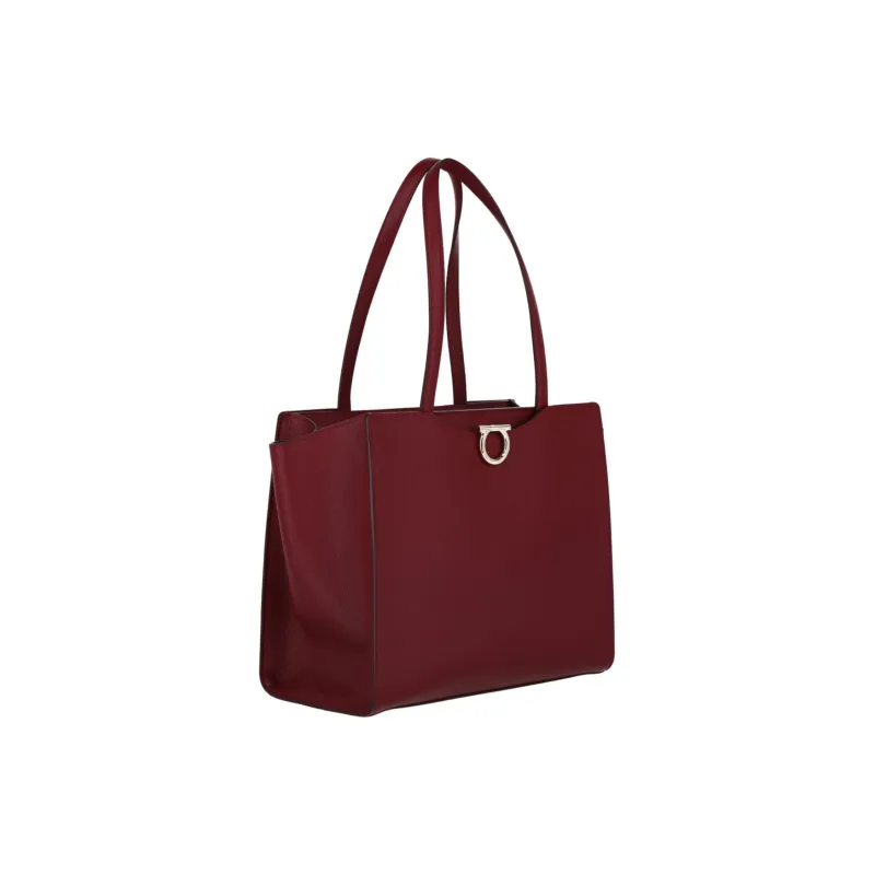 FERRAGAMO Leather Tote Bag Shopping Bag Shoulder Bag Handbag Women's Rogue Red-1