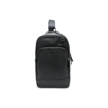 COACH Smooth Calf Leather Waist Bag Chest Bag Trumpets Men's Black
