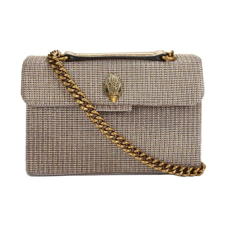 Kurt Geiger London Houndstooth Fabric Shoulder Bag Crossbody Bag Women's Beige-0