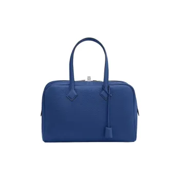 HERMES Taurillon Clemence Leather Handbag Unisex O8 Royal Blue Royal Blue