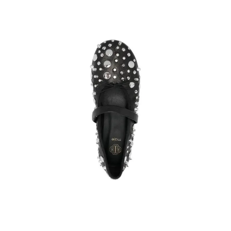Maje Studded Leather Ballerina Shoes Women's-4