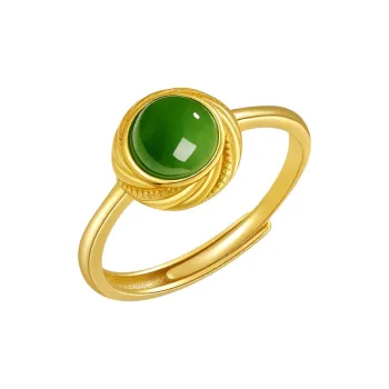 Princess Cui 925 Sterling Silver Hetian Jade Rings Women's Jasper