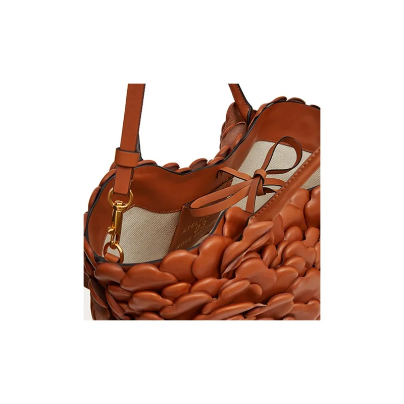 Valentino GARAVANIAtelier Calfskin Bucket Bag, Shoulder Bag, Crossbody Bag, Handbag Women's Brown-3