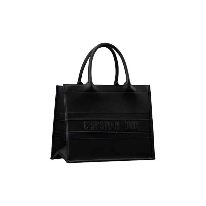 DIOR BookTote Cow Leather Tote Bag Shopping Bag Handbag Small Size Women's Black-1