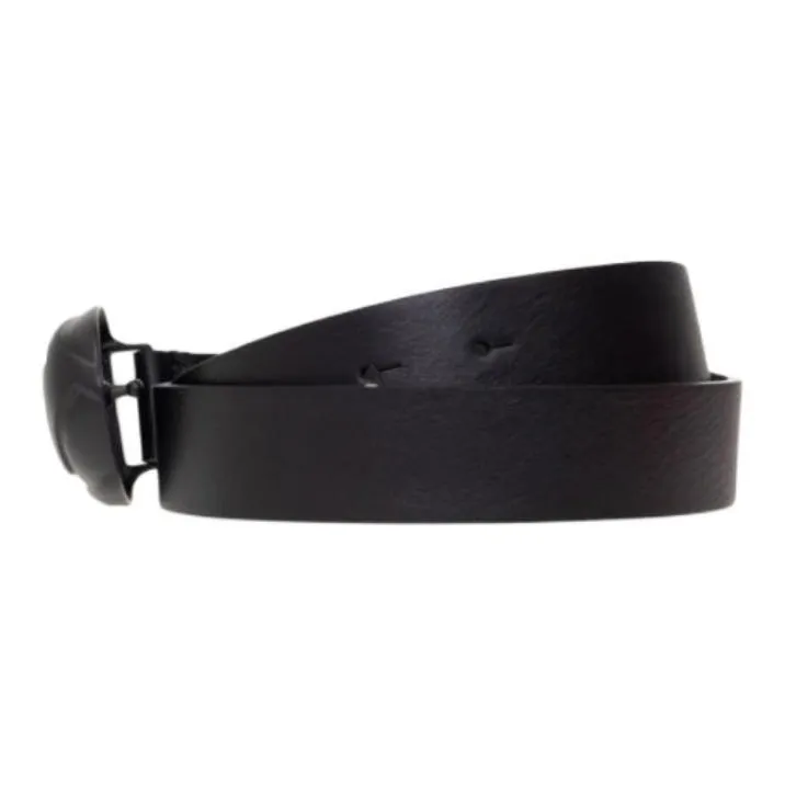 DIESEL Badge Decoration Smooth Buckle Leather Belts Men's Black Width 3CM-1