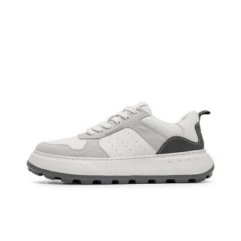 Angelmi Wear Resistant Slip Resistant Low Top Skateboard Shoes Men's White