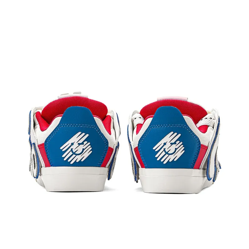 MINISO Low Top Skateboard Shoes Unisex White Blue Red-5