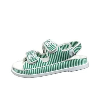 CHANEL Beach Sandals Women's Green White