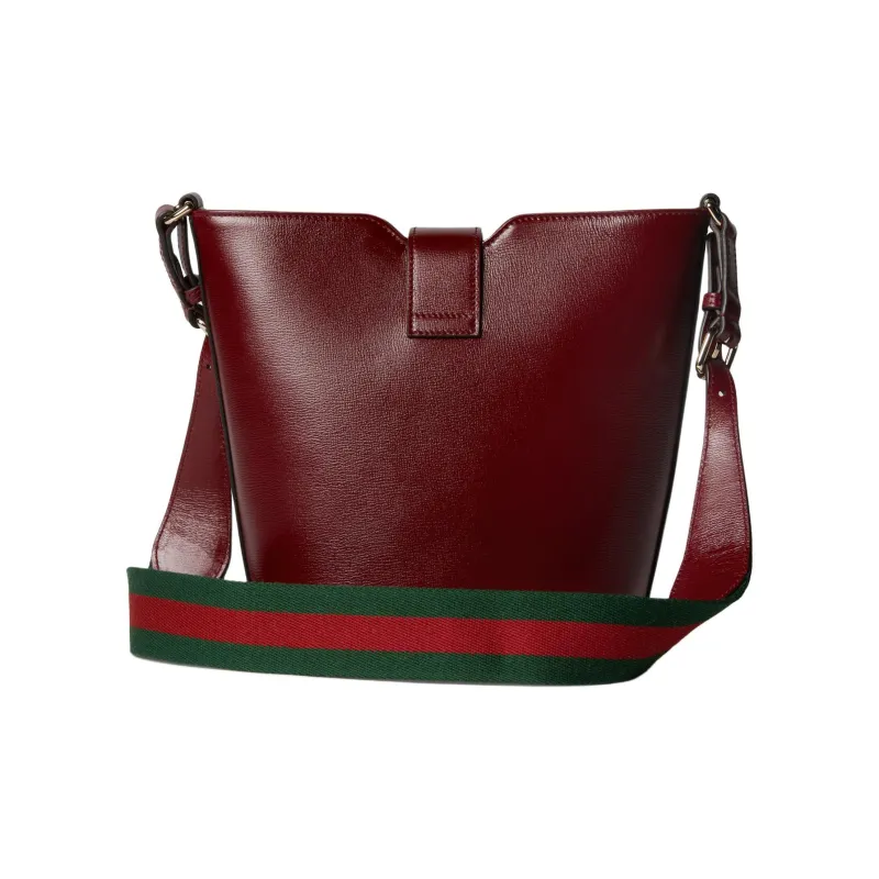 GUCCI Patent Leather Bucket Bags Shoulder Bag Crossbody Bag Mini Women's Burgundy-3