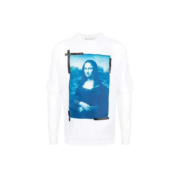 Off- Monalisa-print Long-sleeve Cotton T-shirt-0