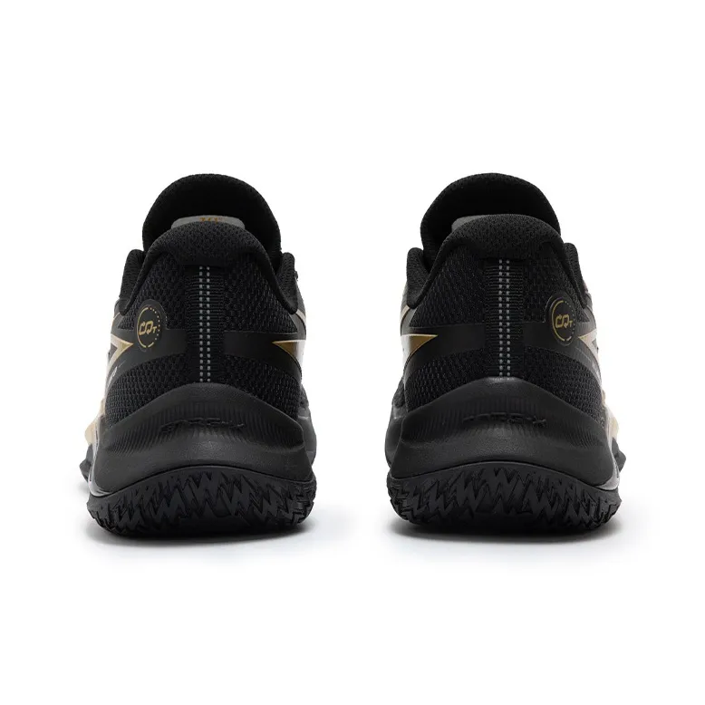 361° LIGHT UP 1 Cushioning Anti Slip Wear Resistant Breathability Low Top Basketball Shoes Men's Black Gold-3