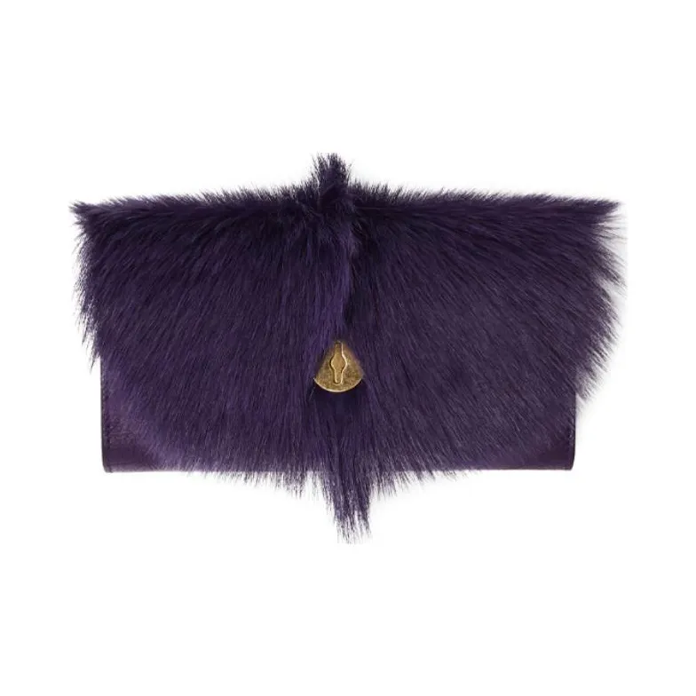 Burberry Textured Calfskin Wallet Regular Women's Ribbon Purple-1