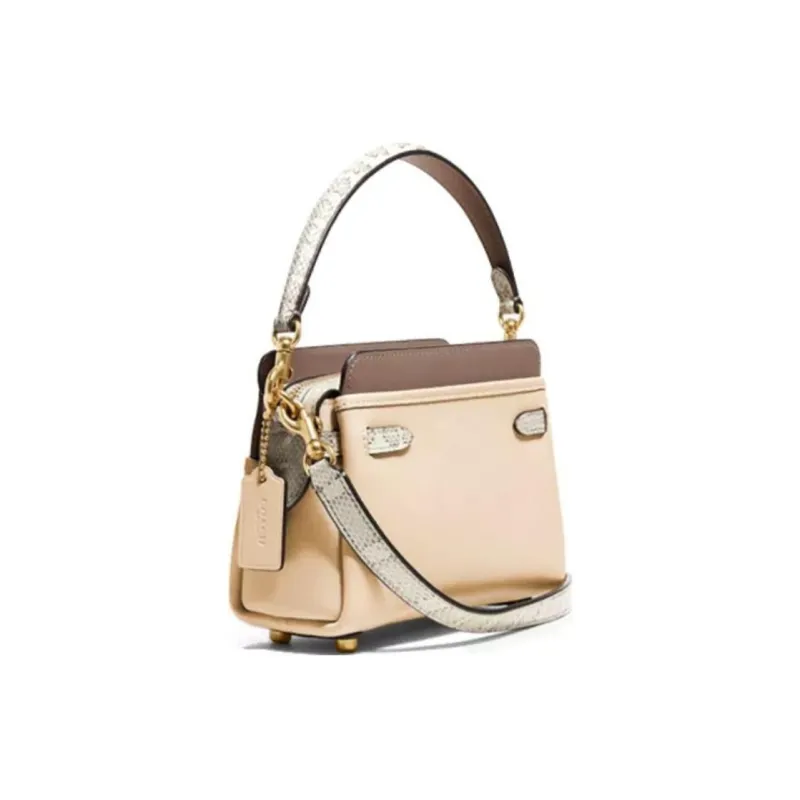 COACH Tate Leather Snake Skin Crossbody Bag, Shoulder Bag, Handbag Trumpets Women's Milk Tea Multicolor-1