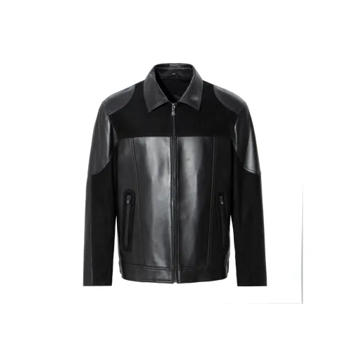 ANDREW MACKENZIE Leather Jackets Men Black