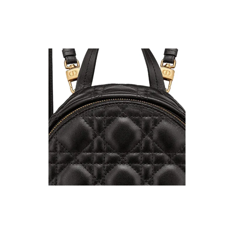 DIOR Sheepskin Backpack Mini Women's Black-4