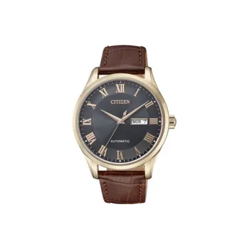 CITIZEN Mechanical Movement Cowhide Strap Watch 41.4mm Men's Watches Black Dial