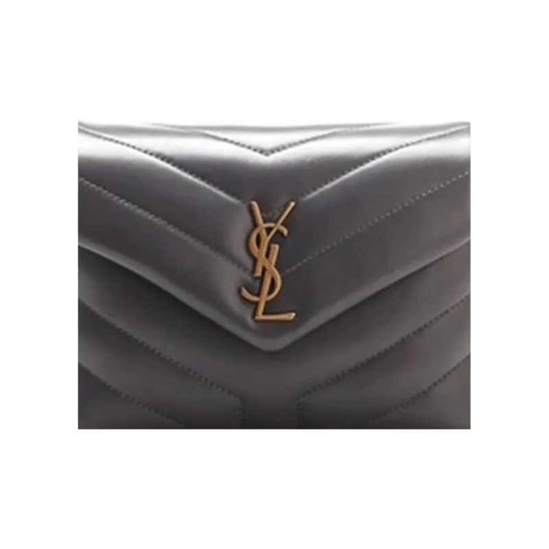 SAINT LAURENT LOULOU Calfskin Shoulder Bag Crossbody Bag Mini Women's Gray-3