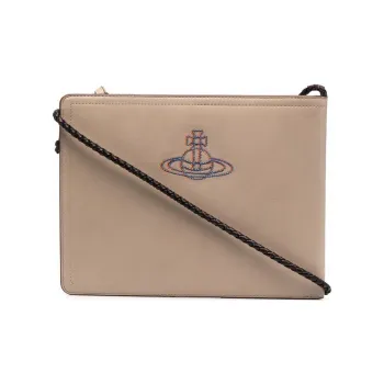 Vivienne Westwood Calfskin Clutch, Crossbody Bag, Shoulder Bag Men's Light Umber